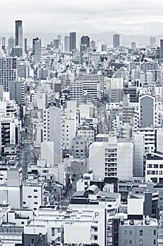 Aerial view of downtown Osaka city, Japan