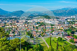 Aerial view of downtown Podgorica in Montenegro