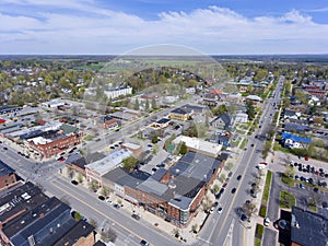Aerial view of downtown Potsdam, NY, USA