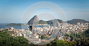 Aerial view of downtown Rio de Janeiro and Sugar Loaf Mountain from Santa Teresa Hill - Rio de Janeiro, Brazil