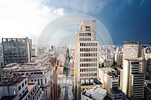 Aerial view of downtown Sao Paulo and Sao Joao Avenue - Sao Paulo, Brazil