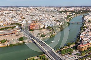 Aerial view of downtown Seville, Spain photo