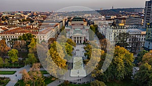 Aerial view of The National Theatre Ivan Vazov, Sofia, Bulgaria