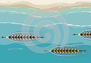 Aerial view of dragon boat competition illustration design