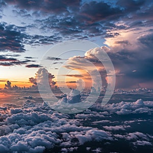 Aerial View of Dramatic Sunset Cloudscape