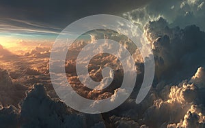 Aerial View of Dramatic Sunset Cloudscape