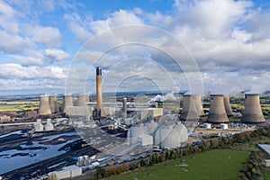 Aerial view of Drax Power Station Biomass fuel storage tanks