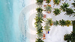Aerial view on the dreamy beach with white sand