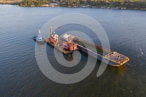 Aerial view of dredging operation.