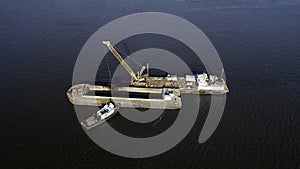 Aerial view of dredging operation