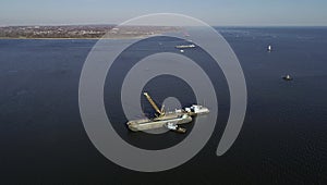 Aerial view of dredging operation