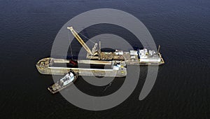 Aerial view of dredging operation