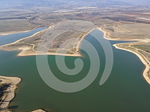 Aerial view of Drenov Dol reservoir, Bulgaria