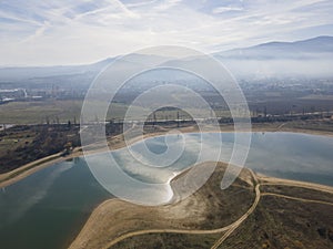 Aerial view of Drenov Dol reservoir, Bulgaria