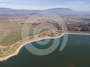 Aerial view of Drenov Dol reservoir, Bulgaria