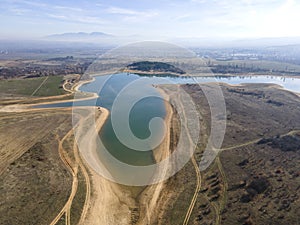 Aerial view of Drenov Dol reservoir, Bulgaria