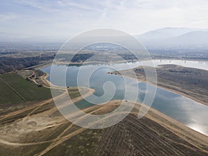 Aerial view of Drenov Dol reservoir, Bulgaria