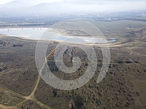 Aerial view of Drenov Dol reservoir, Bulgaria