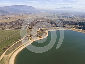 Aerial view of Drenov Dol reservoir, Bulgaria