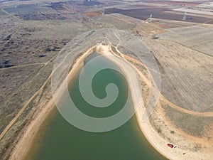 Aerial view of Drenov Dol reservoir, Bulgaria