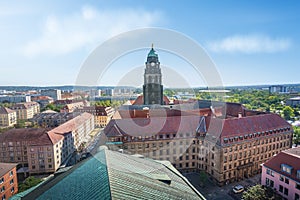 Aerial view of Dresden New Town Hall - Dresden, Soxony, Germany