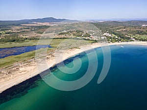 Aerial view of The Driving Beach near resort of Dyuni, Bulgaria