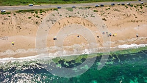 Aerial view of The Driving Beach near resort of Dyuni, Bulgaria