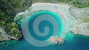 Aerial view from a drone of beautiful Horseshoe island