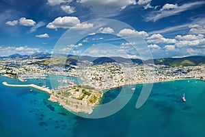 Aerial view from drone of Bodrum, Turkey