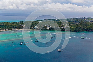 Aerial view from the drone on Boracay island, Phillipines. Summer vacation concept