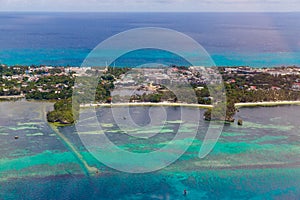 Aerial view from the drone on Boracay island, Phillipines. Summer vacation concept