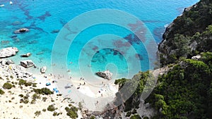 Aerial view by drone, Cala Goloritze, Sardinia, Italy