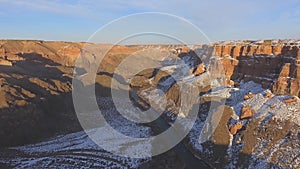 Aerial view drone flying above Charyn Canyon National Reserve of Kazakhstan