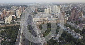 Aerial view. Drone footage of traffic city roads. Urban city Kievpecherski district 4k 4096 x 2160 pixels