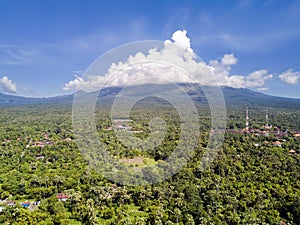 Aerial view from drone, North of Bali - Pemuteran, Jungle and mountains photo