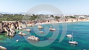 Aerial view drone over beach sea.