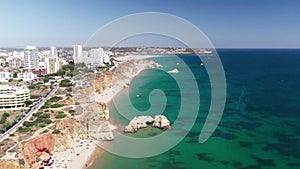 Aerial view drone over beach sea.