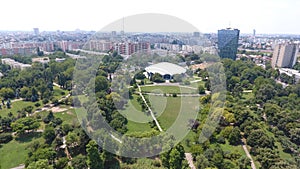 Aerial view from drone over green park