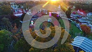 Aerial view with drone of recital outdoors sun background.