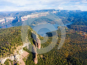 Aerial view from drone of Sau reservoir photo