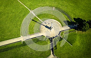 Aerial view from drone on scenic landscape of Siauliai city.