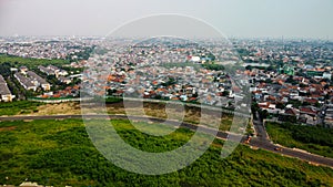 Aerial View or Drone Shot. Beautiful Residential area and garden view after rain