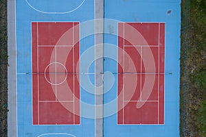 Aerial view with drone of a tennis court