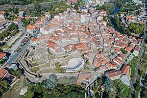 aerial view with drone of the town of Ribadavia, province of Ourense. Galicia. Spain