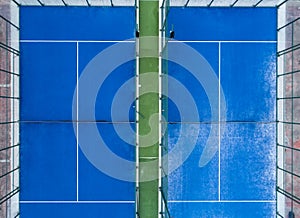 Aerial view with drone of two paddle tennis court