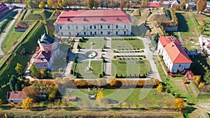 Aerial view drone video of Zolochiv Castle in Lviv region, Ukraine