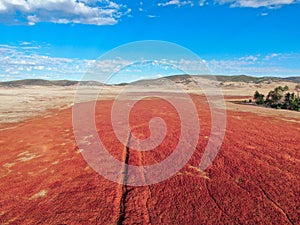 Aerial view of dry Lake Cuyamaca, California, USA