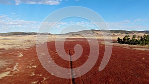 Aerial view of dry Lake Cuyamaca, California, USA