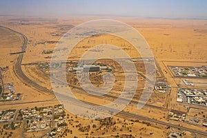 Aerial view of Dubai city outskirts UAE