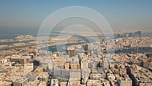 Aerial view of Dubai Creek, districts of Bur Dubai and Deira